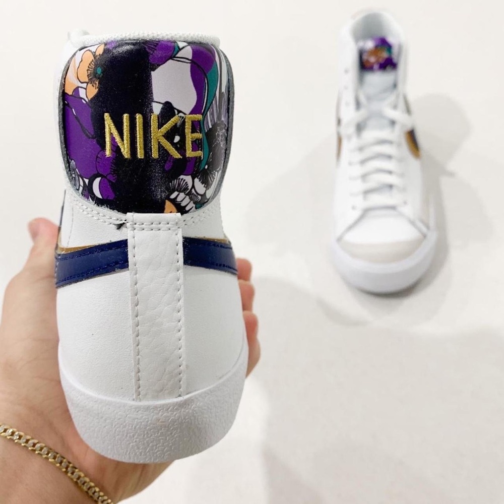 🤍💙💛💜 New Nike Blazer Mid White Blue Sneakers - Picture 3 of 3
